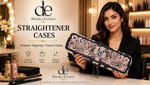 Hand Tooled Leather Heat Resistant Leather Travel Case Hair On Hide Straightener Cases Perfect Organizer for Hair Tools - Product Image 6