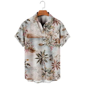 OEM Chemises occidentales à col rabattu, manches courtes, boutonnées, coupe décontractée, imprimées, personnalisées pour hommes - Product Image 2