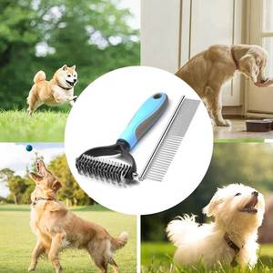 Peine para Perros de Acero Inoxidable con Dientes Finos y Gruesos, Agarre Cómodo, Herramienta de Aseo para Eliminar el Pelo Suelto de Mascotas - Product Image 3