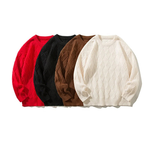 Pull en tricot blanc pour homme 2026 avec motif géométrique de Noël, manches longues, pull d'hiver - Product Image 1