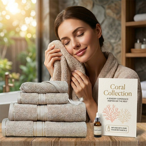 Toallas de Mano Desechables de Algodón Orgánico Teñido en Hilo Color Granate, Altamente Absorbentes, para Spa, Viajes, Playa y Piscina - Product Image 3