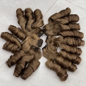Perruques et extensions de tissage en cheveux humains vietnamiens vierges, super double drawn, brun châtain, boucles rebondissantes Funmi, double trame machine - Product Image 5
