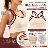 Soutien-gorge de sport recyclé à col montant et bretelles, grande taille, maintien élevé, pour femme, dos long, idéal pour l'exercice, le yoga, la gym et le fitness