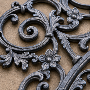 Ornate Cast Iron Balcony Panel Decorative Wrought Iron Grill Vintage Architectural Grille Metal <b>Wall</b> Decor Floral Scrollwork - Product Image 3