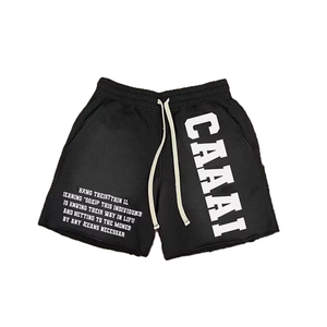 Pantalones Cortos de Felpa de Algodón Vintage Estilo Streetwear Personalizados con Lavado Ácido y Efecto Desgastado por el Sol, Estampados, para Niños Pequeños, Niños, Hombres y Mujeres - Product Image 3