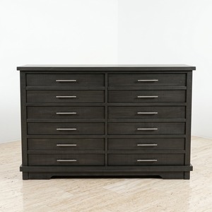 Solid Mahogany 6 Drawer Dresser Antique Charcoal Black <b>Wood</b> <b>Chest</b> Metal Glides Bedroom <b>Storage</b> Cabinet Manufacturer - Product Image 3