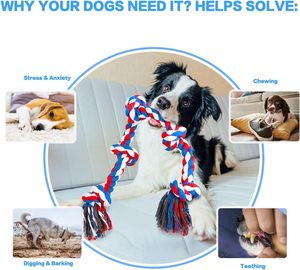 100% Cotton <b>Dog</b> <b>Tug</b> <b>Toy</b> for Aggressive Chewers <b>Dog</b> Boredom Pulling Teeth Cleaning Rope 5 Knots Heavy Quantity Sale for Birthdays - Product Image 5