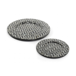 Art Deco Inspired Mother of Pearl Placemat Geometric Shell Inlay Charger for Vintage Style Home and Dining - Product Image 2