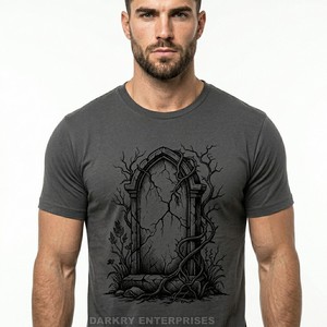 Camiseta Gótica Personalizada para Hombre, Camiseta Negra de Algodón Grueso de Primera Calidad, Impresión Serigráfica, Ropa Urbana Masculina Vintage - Product Image 5