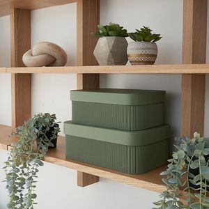 Set di 2 Bellissimi Contenitori Organizzatori in Cartone Scanalato, Scatole Decorative con Coperchi per Libreria Domestica, Conserva in Sicurezza i Tuoi Oggetti - Product Image 3