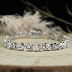 กำไลข้อมือเพชรโมอิสซาไนต์ทรงหลากหลาย S925 กำไลข้อมือสำหรับงานแต่งงาน กำไลข้อมือเพชรหรูหราทรงผสมผสาน ของขวัญสำหรับเจ้าสาว - Product Image 1