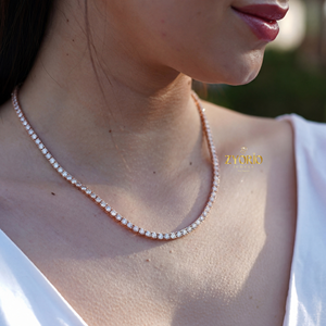 Elegante Collar de Diamantes Cultivados en Laboratorio, Cadena de Eslabones Chapada en Oro, Diseño Moderno y Lujoso, Regalo para Compromiso, Boda o Fiesta - Product Image 5