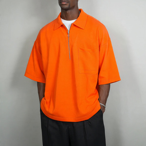 Polo Homme Oversize à Demi-Zip Manches Courtes Été Coupe Ample Épaules Tombantes - Product Image 4