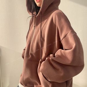 Sudadera con Capucha Oversize para Mujer, Gris Sólido, Hombros Caídos, Cierre Frontal con Cremallera, Transpirable, Tejido de Algodón y Fibra de Bambú, Estilo Otoñal - Product Image 4
