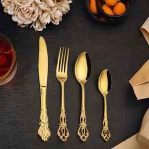 Juego de Cubiertos Modernos de Acero Inoxidable Dorado de Lujo, Cuchara, Tenedor, Cuchillo, Duraderos, Ecológicos, Elegantes, Vajilla para Mesa de Comedor, Cocina - Product Image 1