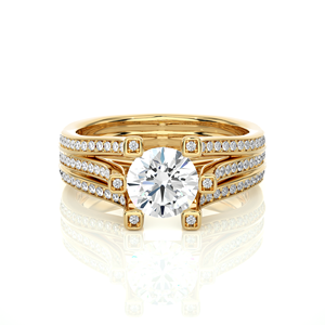 แหวนหมั้นเพชรโมอิสซาไนต์สามเม็ดสีโรสโกลด์ AMBER JEWELS เงินแท้ 925 ชุบโรเดียม รับรองโดย IGI ทรงบริลเลียนต์ แบบหนามเตย - Product Image 3