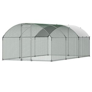 Pollaio Grande in Metallo Impermeabile 9.8 X 19.7 X 6.6 ft con Tetto a Cupola e Recinto Accessibile - Product Image 1