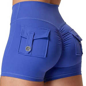Shorts Deportivos de Yoga para Mujer, Cintura Alta, Color Gris Camuflaje, Estilo Cargo, Ajustados, Levanta Glúteos, Bolsillos con Botones, Secado Rápido - Product Image 5
