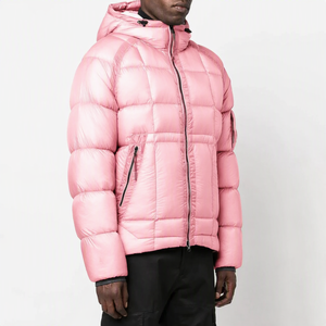 <b>Men</b> Hooded Puffer Jacket <b>Winter</b> <b>Warm</b> Breathable Fleece Zipper Closure Casual Solid Color Polyester <b>Coat</b> - Product Image 2