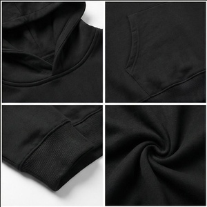 เสื้อฮู้ดดี้ผู้ชายทรงโอเวอร์ไซส์ สีดำ ผ้าฝ้ายเฟรนช์เทอร์รี่ สไตล์ลำลอง มีกระเป๋าหน้า ทรงปกติ สไตล์ฤดูใบไม้ร่วง - Product Image 4
