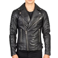 Veste Moto Décontractée d'Hiver pour Homme en Cuir de Vachette Pur de Haute Qualité avec Col Montant et Logo Frontal, Conçue pour une Durabilité Maximale, Fabriquée au Pakistan