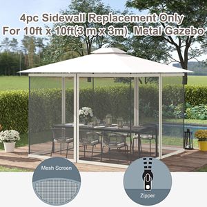 <b>Replacement</b> White Mesh Sidewall Netting with <b>Zippers</b> Tent Accessories for 10FT X 10FT Gazebos and Canopy Tents Sidewall Only - Product Image 4