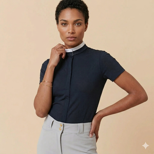 Camiseta de Polo Ecuestre de Manga Corta para Mujer, Marca Lesam Sports, de Secado Rápido, Resistente, Atlética y Ajustada, para Competencia - Product Image 6