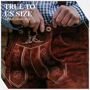 Pantalones de Cuero Bordados de Estilo Antiguo para Hombre, Talla Grande |   Pantalones Cortos de Cuero Bávaro con Aspecto Antiguo |   Disfraz Hecho a Mano para el Oktoberfest - Product Image 5
