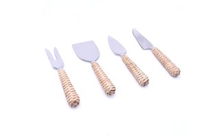 Multifunctional <b>Cheese</b> <b>Knife</b> <b>Set</b> With Rattan Handle Stainless Steel Blade Durable <b>Cheese</b> Tools For Serving And Cutting Tools - Product Image 2