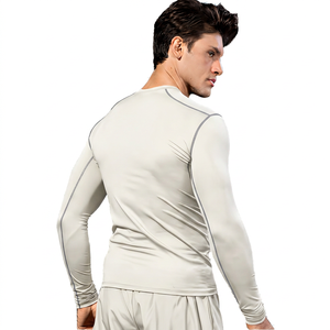 Camiseta Deportiva para Hombre, Negra, Manga Larga, Cuello Redondo, Compresión, Transpirable, Ecológica, Secado Rápido, Color Sólido, Ajuste Ceñido, para Todas las Temporadas - Product Image 2