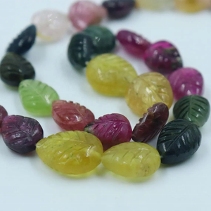 Cuentas de Turmalina Multicolor Talladas a Mano en Forma de Hoja, Cuentas Lisas de Piedras Preciosas Naturales para la Fabricación de Joyas - Product Image 4