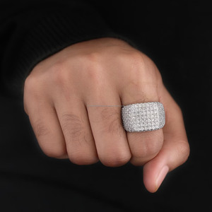 Iced Style Cut Moissanite Hip Hop Engagement <b>Ring</b> Fully Pave Set Rhodium Plated Cluster <b>Statement</b> <b>Ring</b> 925 Sterling <b>Silver</b> - Product Image 4