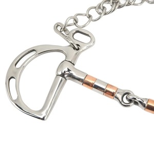 บิตม้าแบบ D-Ring สแตนเลส ทนทาน บิตม้าทองแดงสแตนเลส ผิวมันวาว พร้อมสายโซ่ยึดติด - Product Image 4