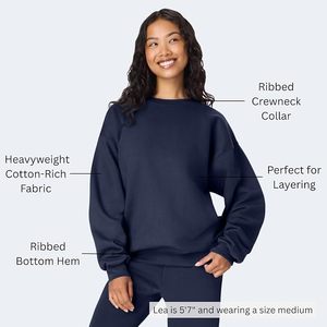 Sweat-shirt à col rond bleu marine pour homme, coupe classique, lourd, à manches longues, doublure polaire douce, pull décontracté chaud - Product Image 3