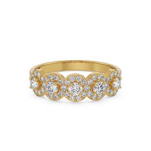 Anillo de Compromiso y Boda de Lujo con Múltiples Piedras de Moissanita, Chapado en Oro Rosa, con Diseño de Halo Floral y Pavé Brillante - Product Image 2