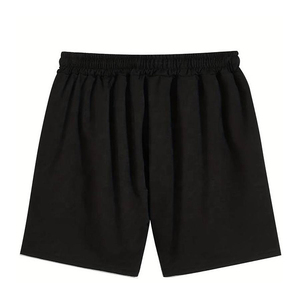 Shorts en coton noir pour homme avec découpes étoiles blanches, taille élastique, design géométrique décontracté, séchage rapide, tissu tricoté respirant - Product Image 2