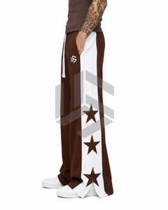 Customizable Men's Brown Regular Fit Breathable 100% Cotton Sweatpants with Straight Pattern Elastic Waist Casual Spring Wear - Product Image 5