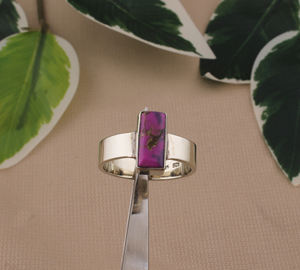 Anillo de Joyería Boho para Mujer, Hecho a Mano, de Plata de Ley 925 con Engaste de Turquesa Púrpura Natural, para Fiestas, Venta al por Mayor - Product Image 3