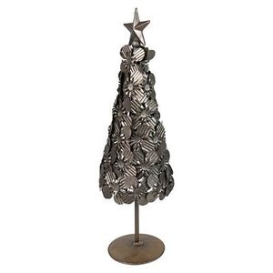 Metal Christmas <b>Tree</b> Decorations Set of 3 With Red <b>Star</b> Tops Wooden Base Traditional Style Handicraft - Product Image 4