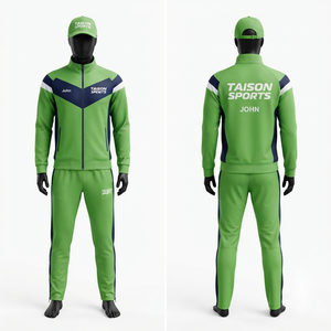 300 GSM Premium Polyester for <b>Table</b> <b>Tennis</b> Uniform Green White Navy Panel Custom Logo Hooded Waterproof Tracksuit - Product Image 1