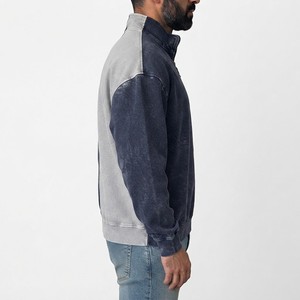 Sudadera Unisex de Forro Polar con Cierre de Cremallera de un Cuarto, Diseño Bicolor, Apliques, Cuello Redondo, Manga Larga, Transpirable, Estilo Casual Urbano para Invierno - Product Image 6