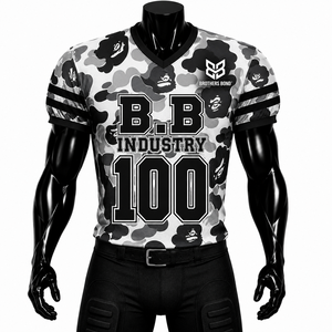 Wholesale Sublimation Printed Polyester <b>Black</b> <b>White</b> <b>Football</b> Jersey Moisture Wicking V-neck Elastic Waist Breathable Mesh - Product Image 3