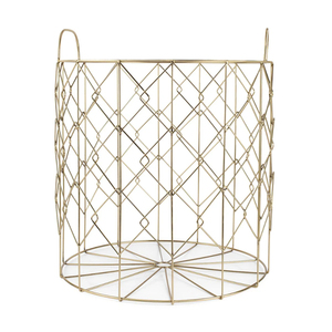 Modern Gold Metal Wire Laundry <b>Basket</b> With Rolling Wheels Iron Laundry Hamper For <b>Bathroom</b> Stylish Mesh Storage Organizer - Product Image 5