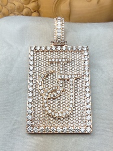 Colgante de Diamantes con Inicial Personalizada JJ en Oro Rosa, Colgante de Nombre Estilo Hip Hop con Diamantes, para Hombre y Mujer, Joyería Elegante - Product Image 1
