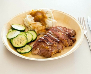 Sturdy Disposable Round <b>Party</b> Plates Natural Finish Biodegradable Dishes for Birthday Events and Community Gatherings - Product Image 3