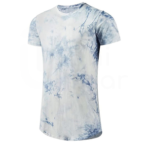 Camiseta de manga corta con cuello redondo y estampado tie-dye para hombre, informal, de punto, corte regular. - Product Image 3