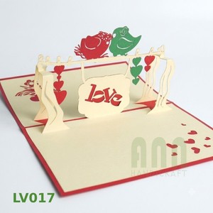 ANN HANDICRAFT Handmade 3D Love Bird Pop-Up Wedding Invitation Card with Die-Cut Custom Printed Design Hanoi Paper Craft - Product Image 4