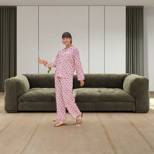 Ensemble de pyjama en coton imprimé pour femmes, ensemble de pyjama à manches longues, vêtements de nuit doux et respirants, vêtements de détente, deux pièces, vêtements de maison - Product Image 2