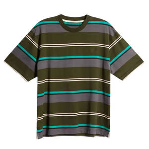 T-shirt rayé en coton respirant sublimé de luxe à col rond pour homme – Vente en gros - Product Image 1