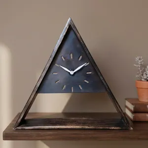 Horloge murale en bois naturel triangulaire analogique, horloge géométrique moderne en bois pour salon, chambre, bureau, cuisine et décoration intérieure - Product Image 5